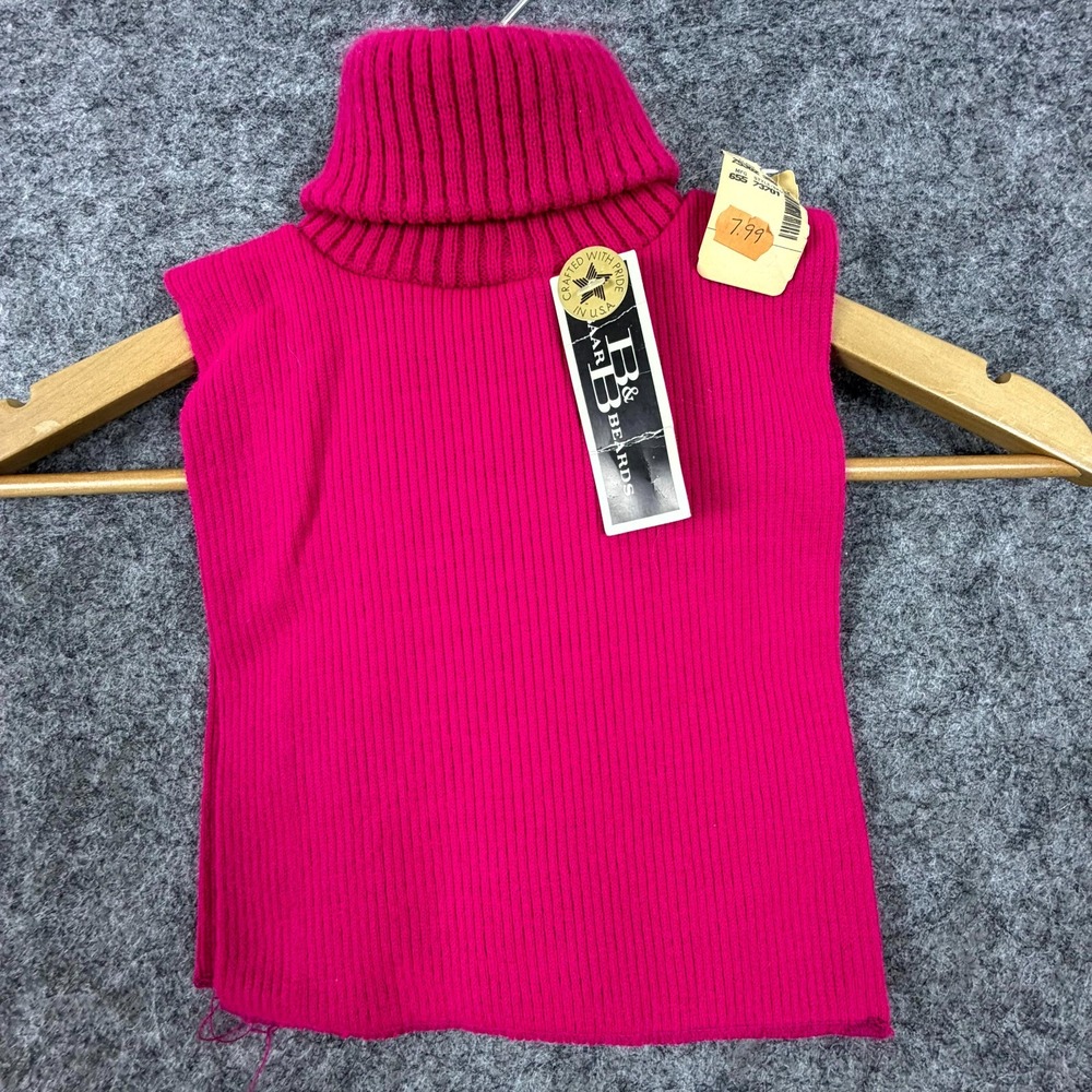 Vintage Dickie Baar & Beards Vest Sweater Womens Hot Pink Ribbed Knit Turtleneck